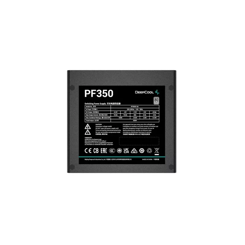 Fuente de alimentación DeepCool R-PF350D-HA0B-EU 350 W, ATX, 80 PLUS White, ventilador de 120 mm, 20+4 Pin
