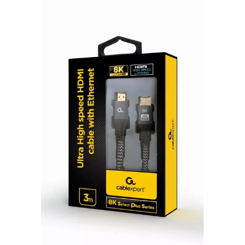 Cable HDMI Ultra High Speed con Ethernet GEMBIRD, «8K Select Plus Series», 3 m