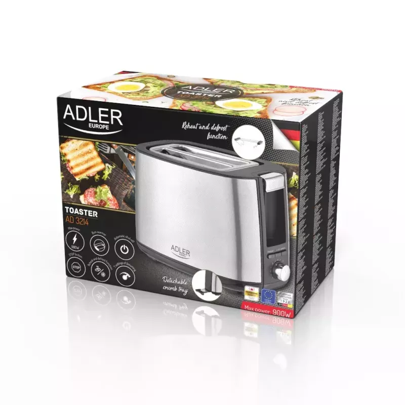 Adler AD 3214 tostadora, 2 ranuras, acero inoxidable, 750 W