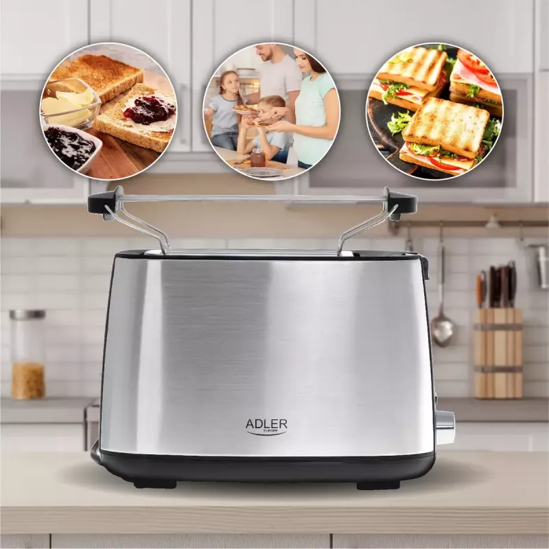 Adler AD 3214 tostadora, 2 ranuras, acero inoxidable, 750 W