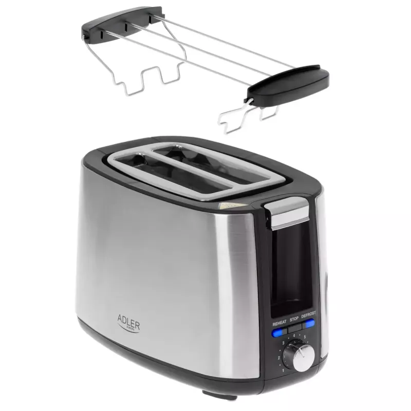 Adler AD 3214 tostadora, 2 ranuras, acero inoxidable, 750 W