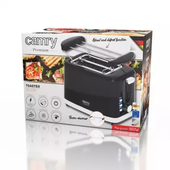 Tostadora Camry Premium CR 3218 2 rebanadas 900 W Negro Plata