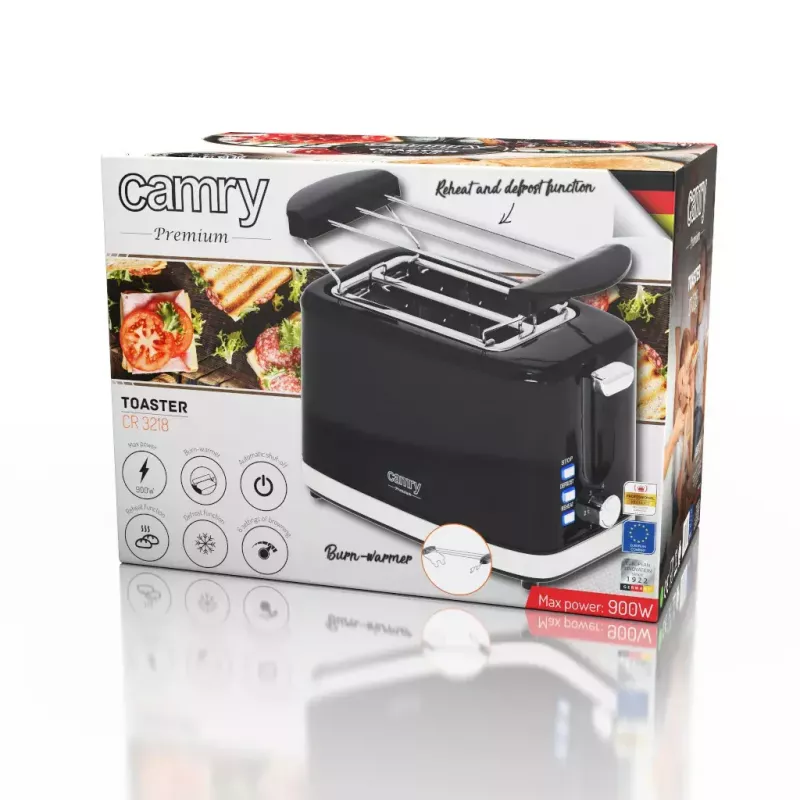 Tostadora Camry Premium CR 3218 2 rebanadas 900 W Negro Plata