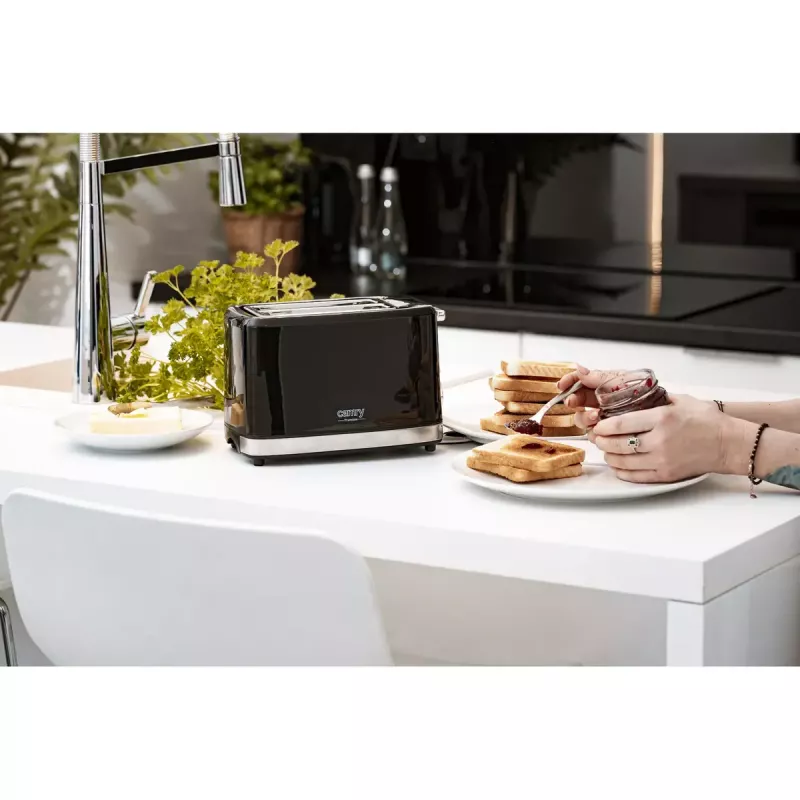 Tostadora Camry Premium CR 3218 2 rebanadas 900 W Negro Plata