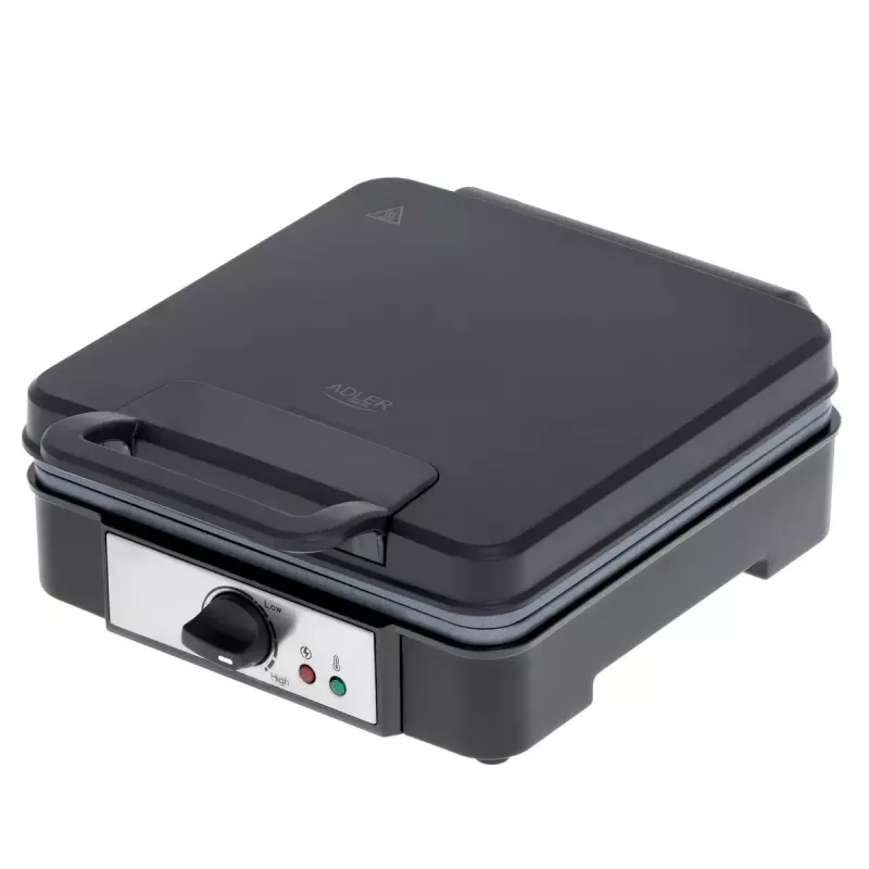 Gofrera Adler AD 3049, 4 gofres cuadrados, antiadherente, 1800 W, negra