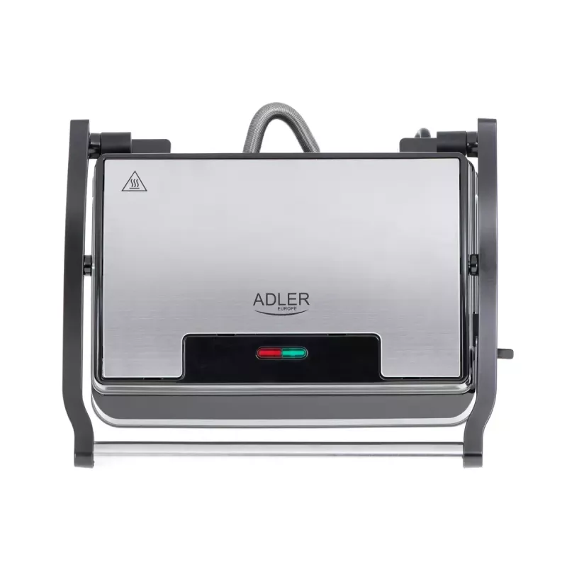 Parrilla de contacto Adler AD 3052 rectangular acero/negro, 1200 W, superficie de parrilla, tapa con bloqueo