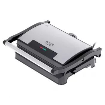 Parrilla de contacto Adler AD 3052 rectangular acero/negro, 1200 W, superficie de parrilla, tapa con bloqueo