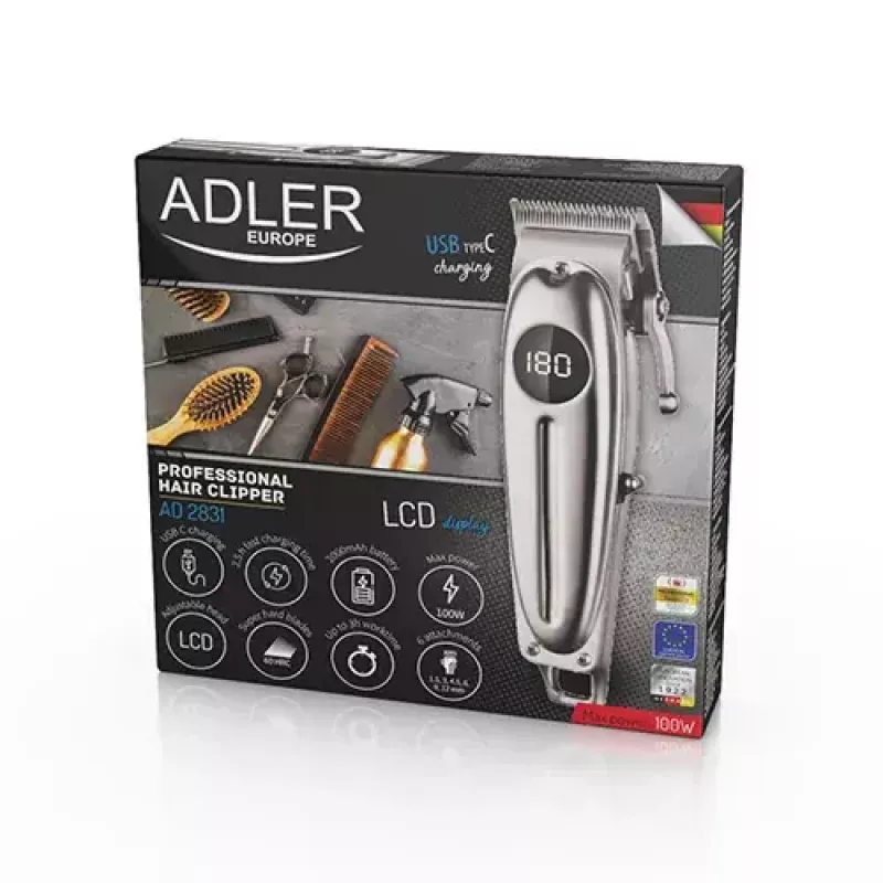 Cortapelos Adler AD 2831 Plata acero inoxidable en V 1 mm