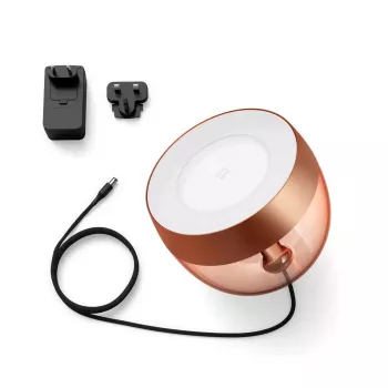 Lámpara de mesa inteligente Philips Hue Iris cobre edición especial — 1 bombilla, Bluetooth y Zigbee, 100–240V, cable de 2m