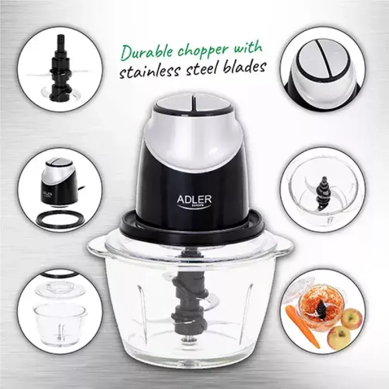 Adler AD 4082 picadora con bol de cristal, 550 W