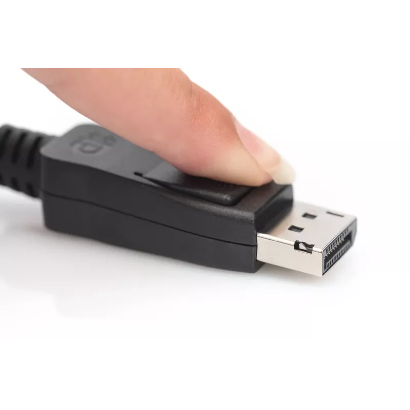Cable de conexión DisplayPort DIGITUS, DP M/M, 3 m con bloqueo, Ultra HD 8K, versión 1.3/1.4, negro