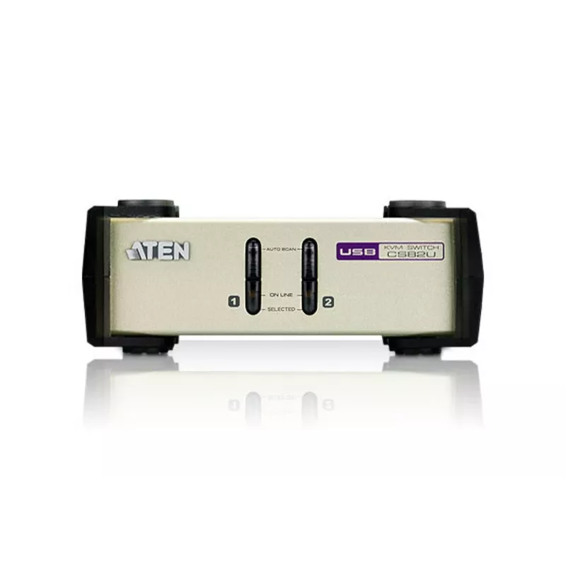 Conmutador KVM ATEN 2 puertos USB - PS/2 VGA (cable KVM incluido), 2048 x 1536 píxeles, QXGA, 0,72 W, gris claro
