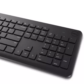 Conjunto inalámbrico de teclado y ratón Dell KM3322W — QWERTY tamaño completo, RF inalámbrico, negro, uso de oficina