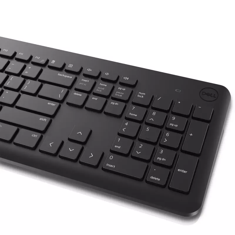 Conjunto inalámbrico de teclado y ratón Dell KM3322W — QWERTY tamaño completo, RF inalámbrico, negro, uso de oficina