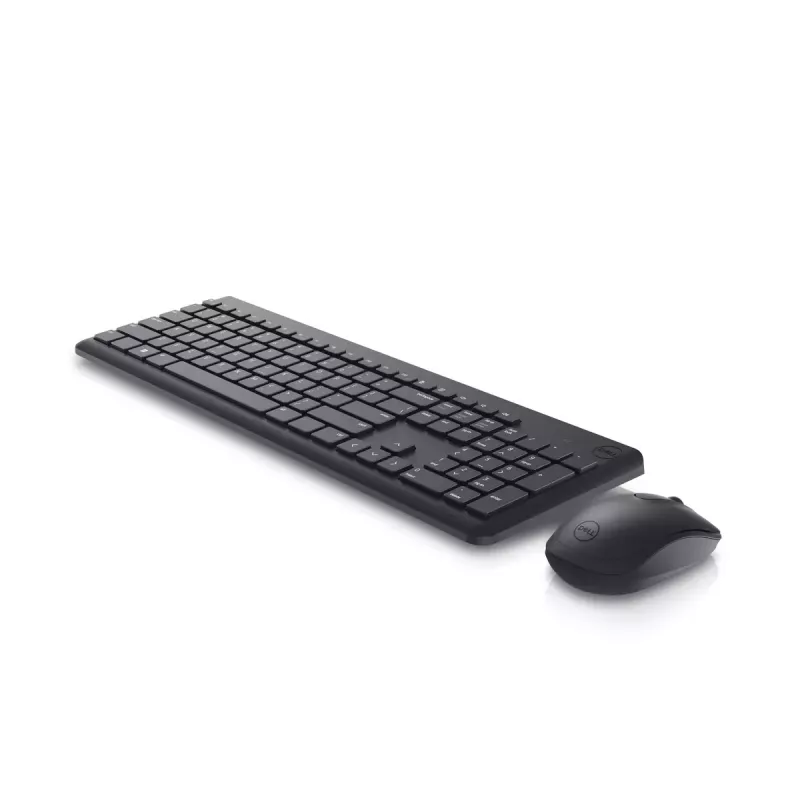 Conjunto inalámbrico de teclado y ratón Dell KM3322W — QWERTY tamaño completo, RF inalámbrico, negro, uso de oficina