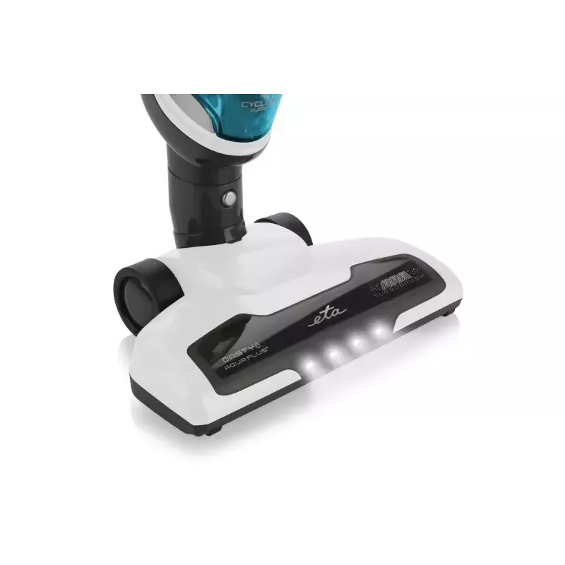 Aspirador de batería ETA Dasty AquaPlus ETA344790010 — motor de 95 W, batería de 14,4 V, hasta 45 min., escoba y de mano, blanco/azul