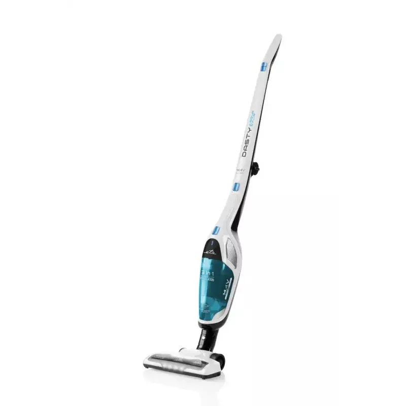 Aspirador de batería ETA Dasty AquaPlus ETA344790010 — motor de 95 W, batería de 14,4 V, hasta 45 min., escoba y de mano, blanco/azul