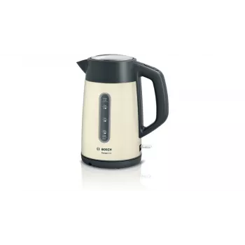 Hervidor eléctrico Bosch TWK4P437 1,7 L, 2400 W, carcasa de acero inoxidable, inalámbrico, beige/negro
