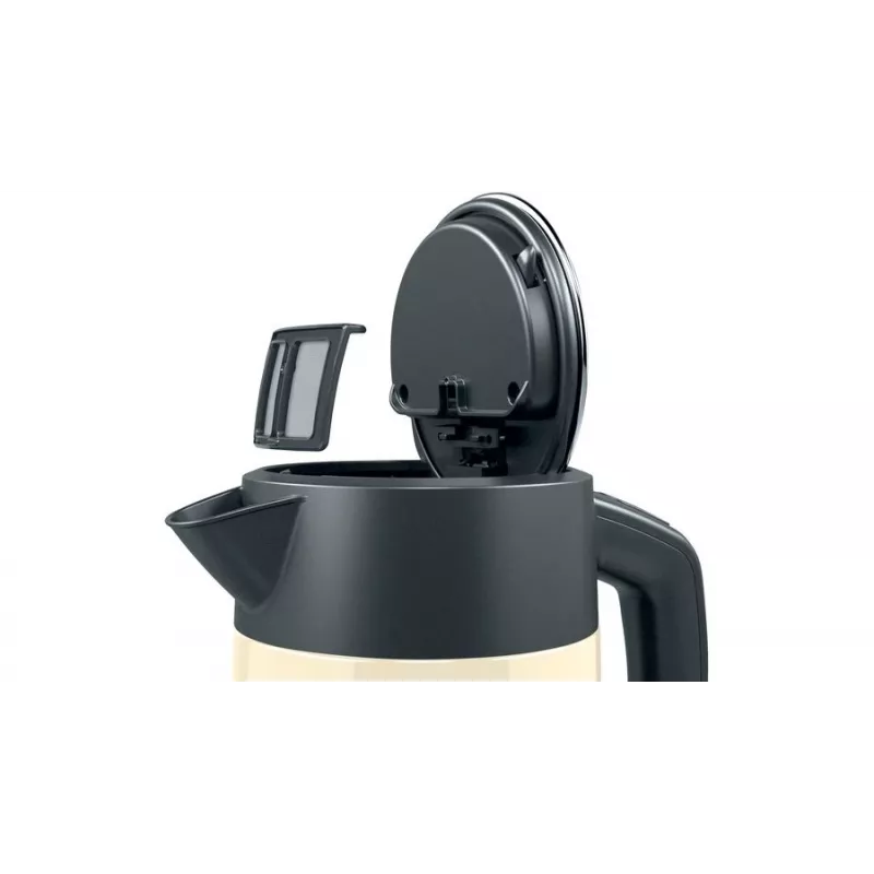 Hervidor eléctrico Bosch TWK4P437 1,7 L, 2400 W, carcasa de acero inoxidable, inalámbrico, beige/negro