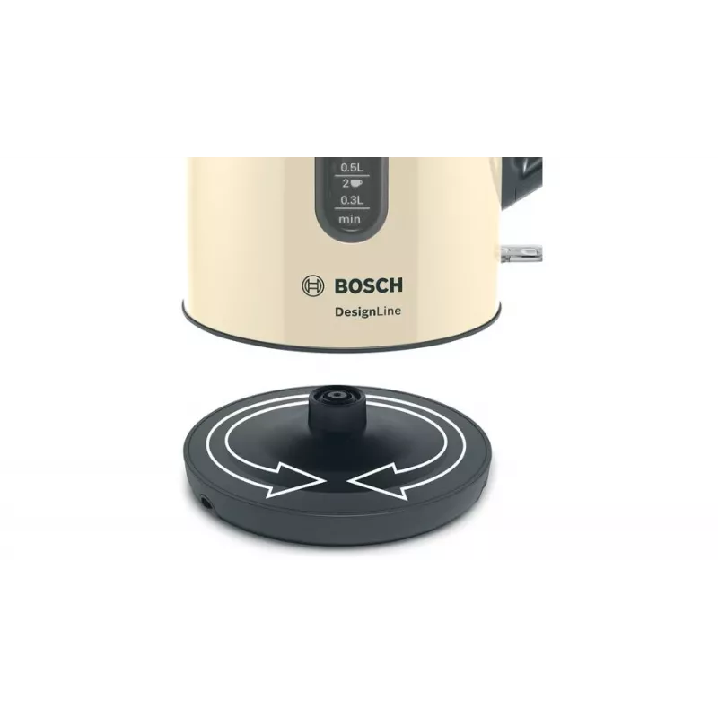 Hervidor eléctrico Bosch TWK4P437 1,7 L, 2400 W, carcasa de acero inoxidable, inalámbrico, beige/negro