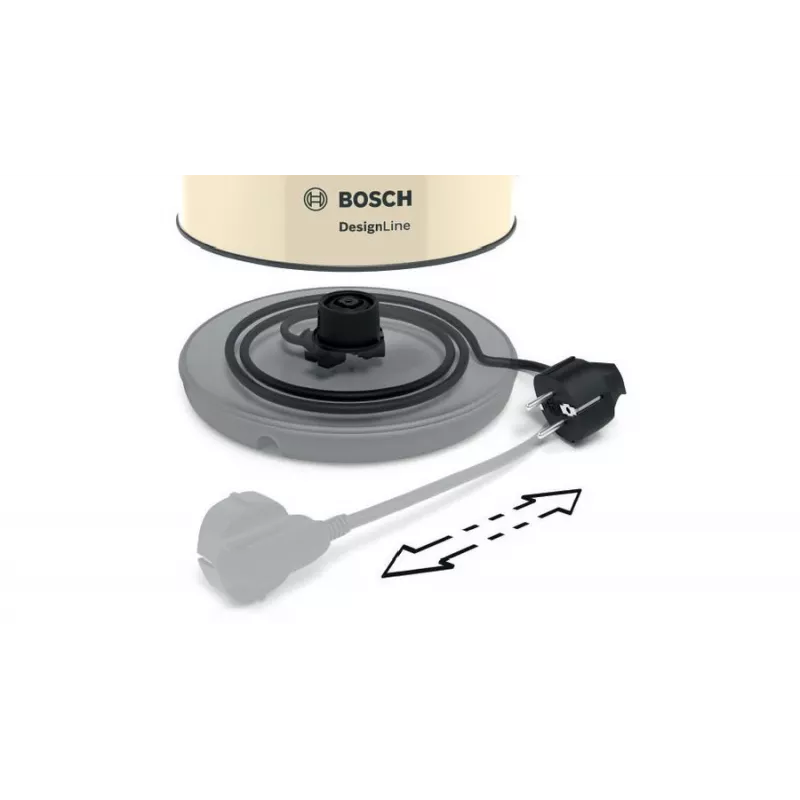 Hervidor eléctrico Bosch TWK4P437 1,7 L, 2400 W, carcasa de acero inoxidable, inalámbrico, beige/negro