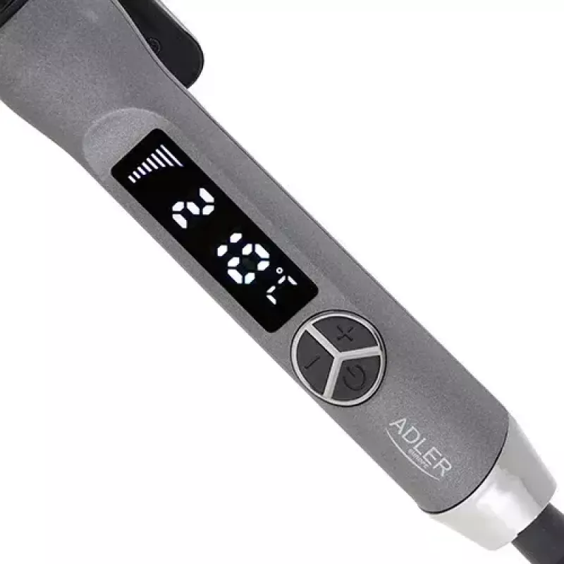 Rizador Adler AD 2114 — 60 W, cilindro de cerámica 2,5 cm, 12 niveles de temperatura, 110–210 °C, cable giratorio de 1,8 m