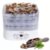 Deshidratador de alimentos Adler AD 6658, 5 bandejas, temporizador LCD 70 h, 35–70 °C, 230 W (máx. 550 W), blanco