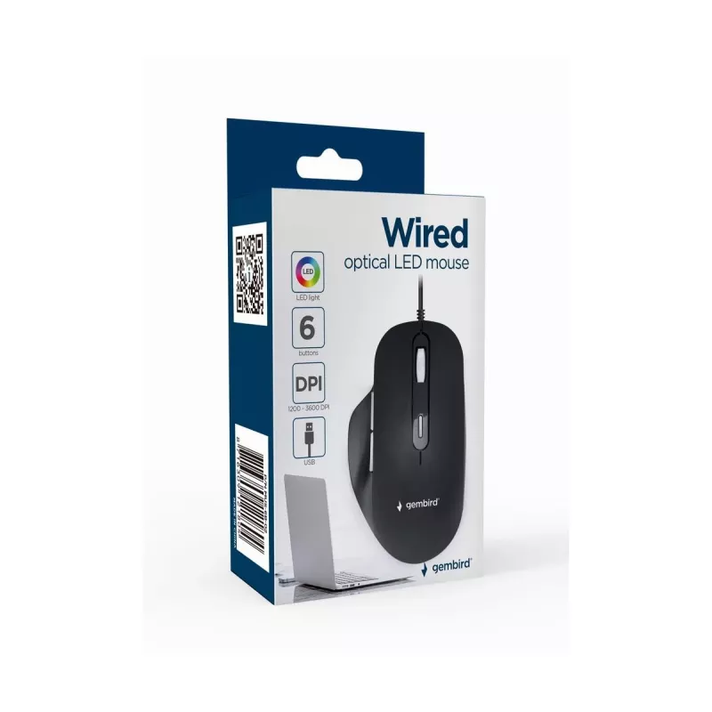 Ratón óptico LED GEMBIRD MUS-6B-02 con cable USB - 6 botones rueda negro