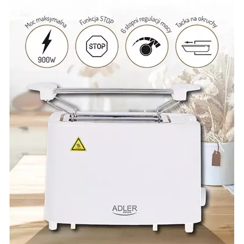 Tostadora Adler AD 3223 2 rebanadas 750 W Blanca