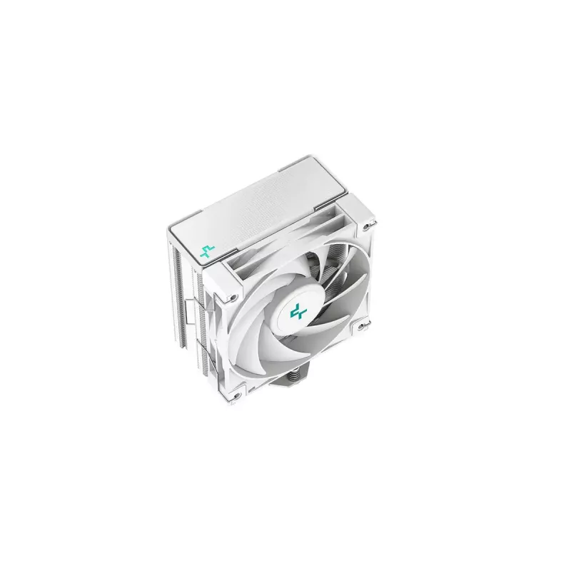 Disipador de aire DeepCool AK400 WH — 4×6 mm heatpipes de cobre, ventilador FDB de 120 mm, 1850 rpm, 66,47 CFM, compatible con LGA 1700 y zócalos Intel/AMD habituales, blanco