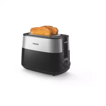 Tostadora Philips HD2516/90 Daily Collection – 2 rebanadas, 830 W, 8 niveles de tostado, función de descongelación, bandeja recogemigas extraíble