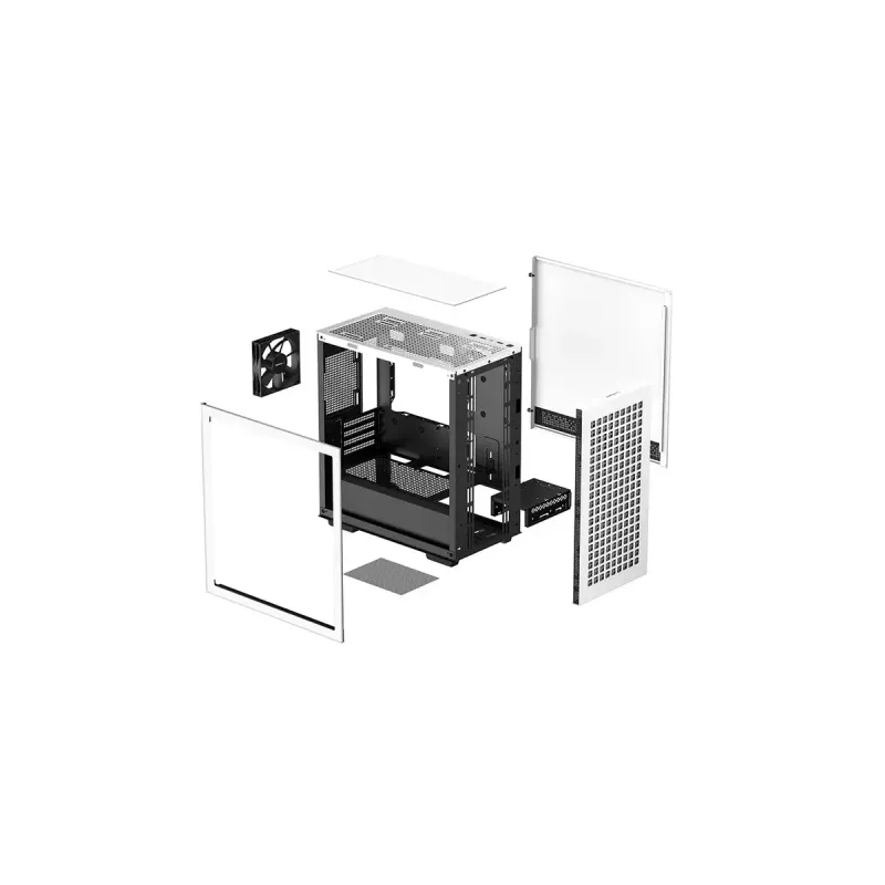 DeepCool CH370 WH R-CH370-WHNAM1-G-1 caja de PC Micro ATX Mini Tower, ventana lateral, compatibilidad con radiador de 360 mm, bahías 2x 3,5 pulgadas + 3x 2,5 pulgadas, blanca