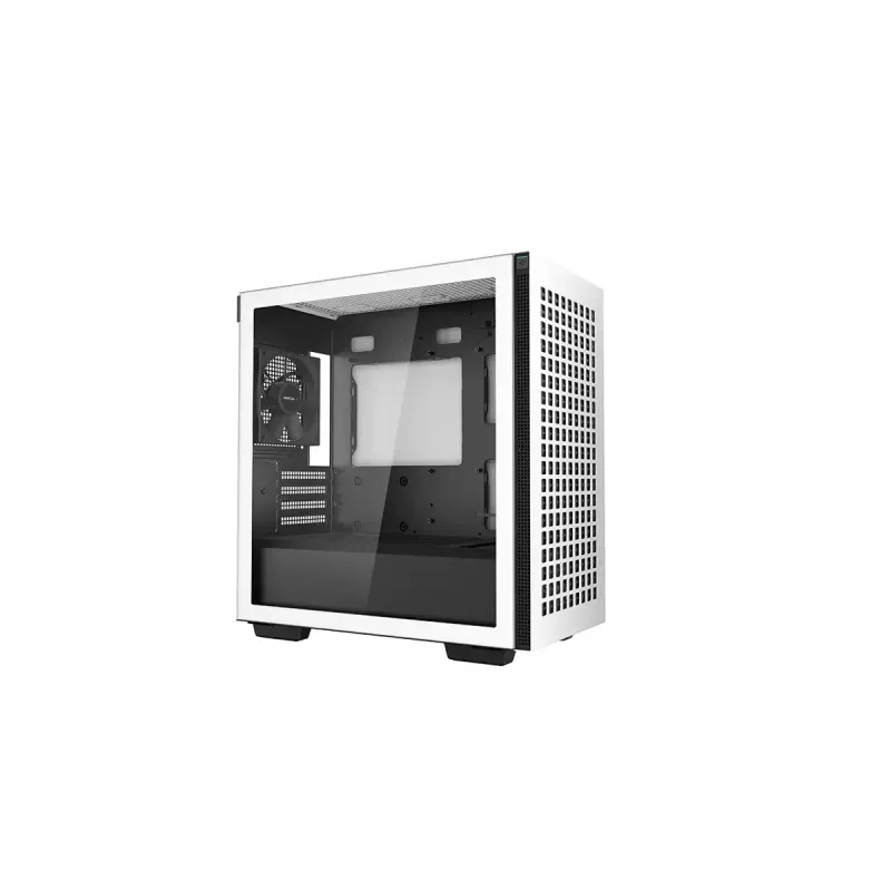 DeepCool CH370 WH R-CH370-WHNAM1-G-1 caja de PC Micro ATX Mini Tower, ventana lateral, compatibilidad con radiador de 360 mm, bahías 2x 3,5 pulgadas + 3x 2,5 pulgadas, blanca
