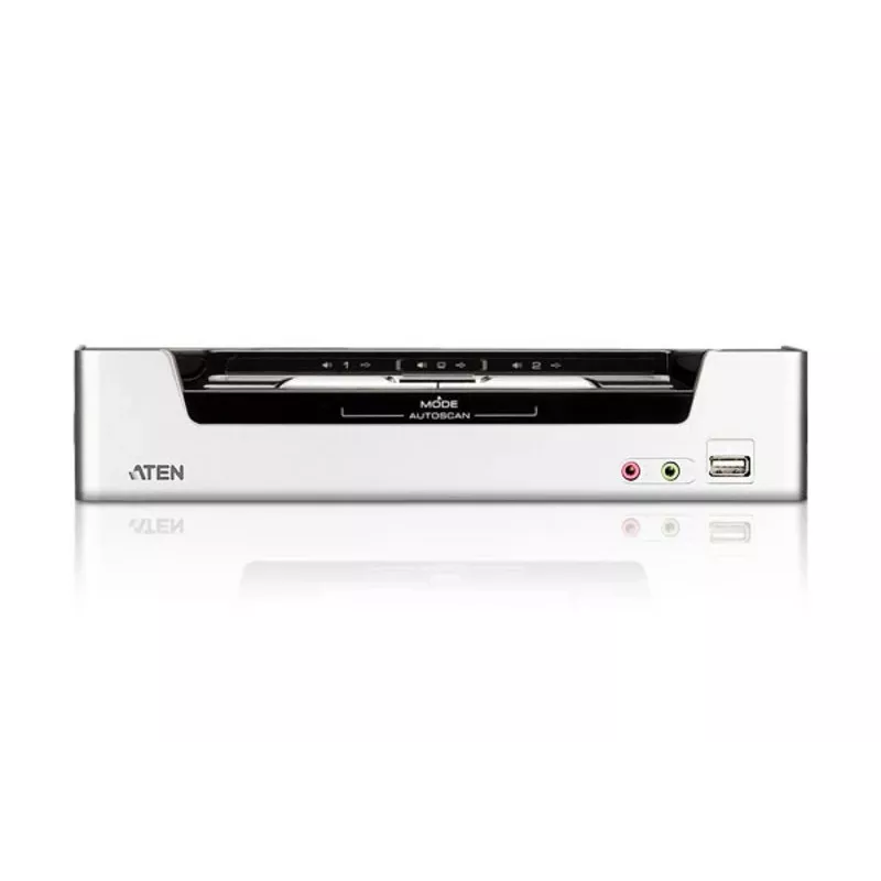 Conmutador KVM ATEN USB HDMI de 2 puertos con audio y hub USB 2.0 (cable KVM incluido)