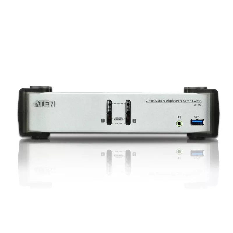 ATEN Switch KVMP™ de 2 puertos USB 3.1 Gen 1 DisplayPort 1.1 con altavoz (cable KVM incluido)