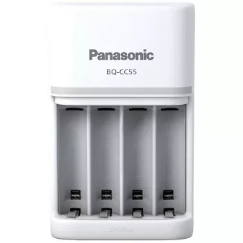 Cargador de baterías Panasonic BQ-CC55E — cargador compacto NiMH/NiCd para baterías AA/AAA
