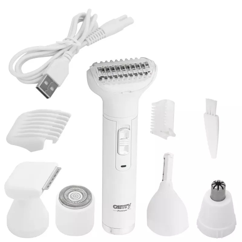 Set de recortadora con batería Camry CR 2935 5 en 1 – kit multigrooming recargable para recorte de barba, cara, orejas y nariz