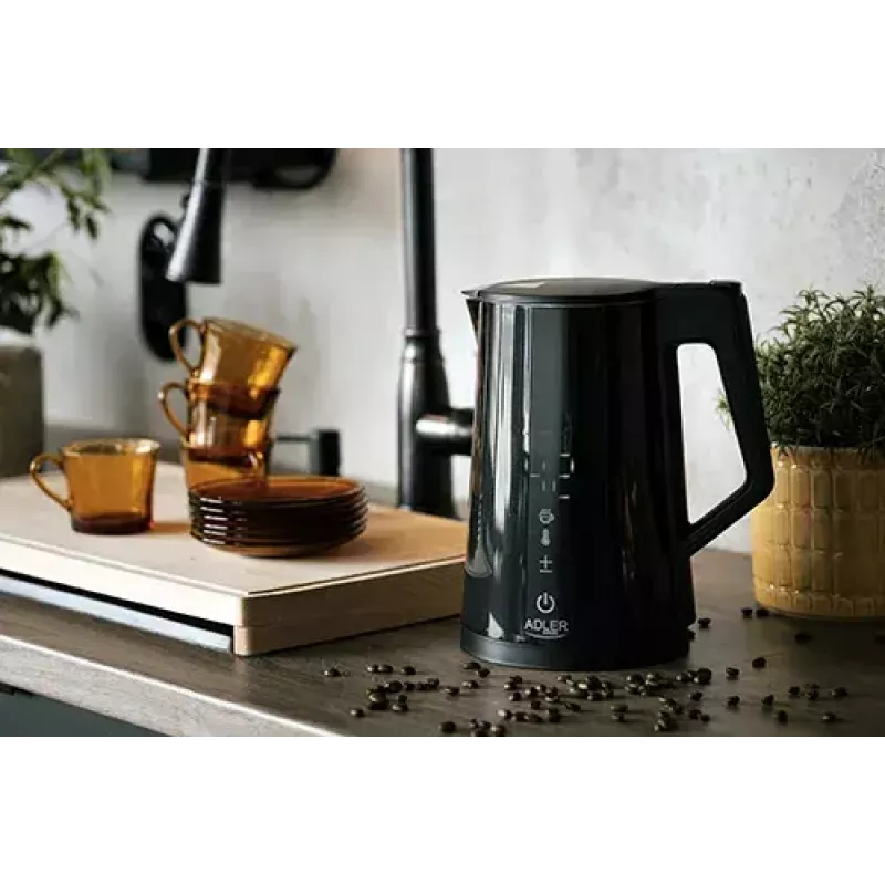 Hervidor eléctrico Adler AD 1345b — capacidad de 1,7 l, 2200 W, acero inoxidable, negro