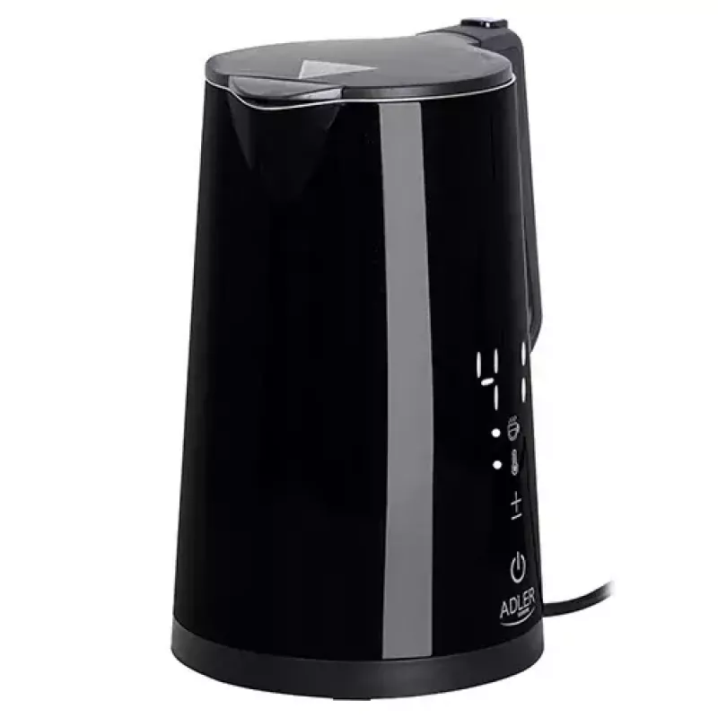 Hervidor eléctrico Adler AD 1345b — capacidad de 1,7 l, 2200 W, acero inoxidable, negro
