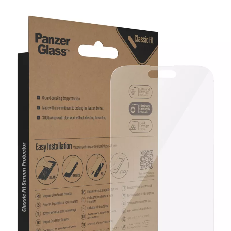 Protector de pantalla PanzerGlass Apple iPhone 14 Pro Max Classic Fit resistente a arañazos y golpes