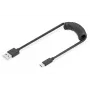 Digitus AK-300430-006-S cable en espiral USB 2.0 de USB-A a USB-C, 1 m, 480 Mbit/s, 60 W PD, negro