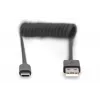 Digitus AK-300430-006-S cable en espiral USB 2.0 de USB-A a USB-C, 1 m, 480 Mbit/s, 60 W PD, negro