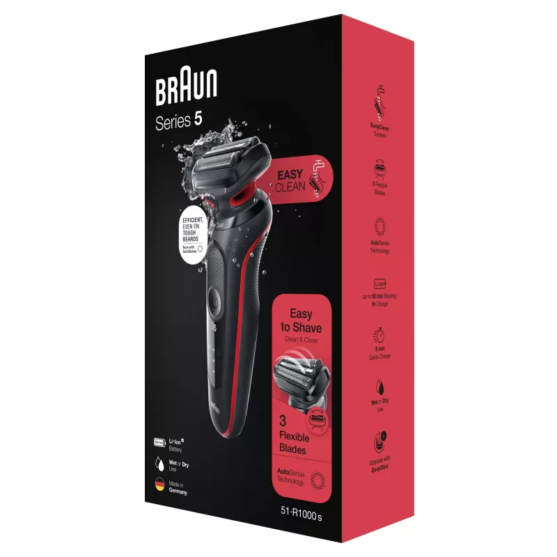 Braun Series 5 50-R1000s Afeitadora de láminas Negra, Roja