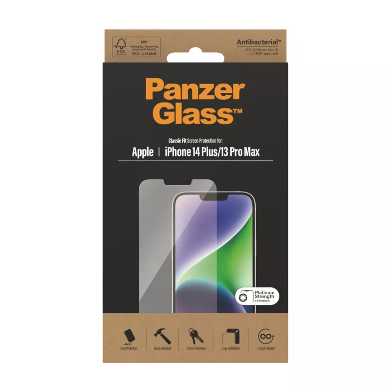Protector de pantalla PanzerGlass para Apple iPhone 14 Plus 13 Pro Max, resistente a arañazos y golpes