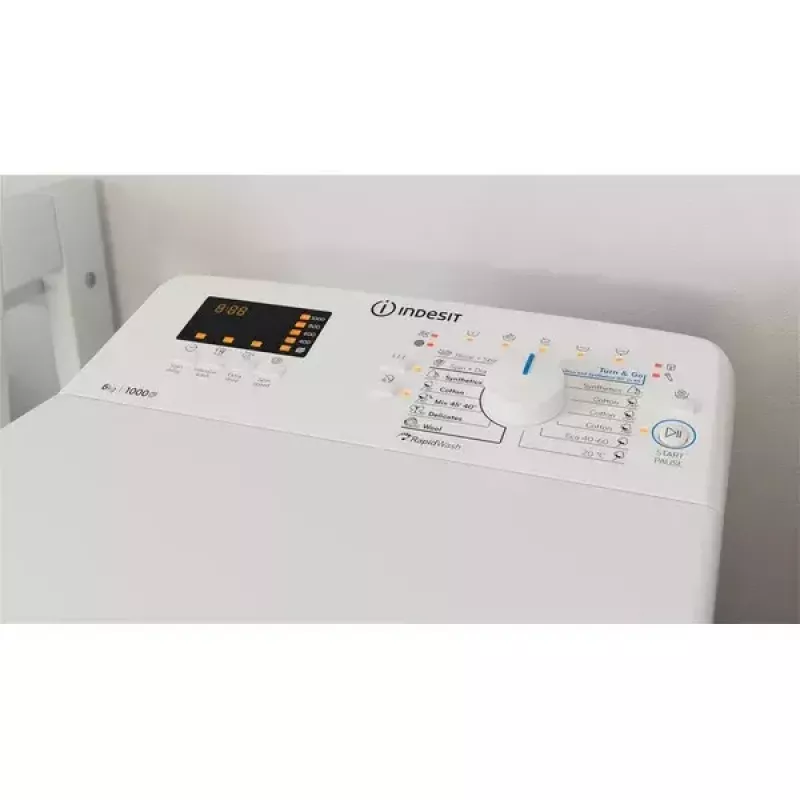 Lavadora de carga superior INDESIT BTW S60400 EU/N — 6 kg, 1000 rpm, clase energética C, blanca