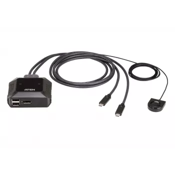 Conmutador KVM ATEN 2 puertos USB-C 4K DisplayPort con mando a distancia para seleccionar el puerto