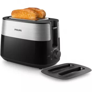 Tostadora Philips Daily Collection HD2517/90 8 2 rebanadas 900 W negra, plateada