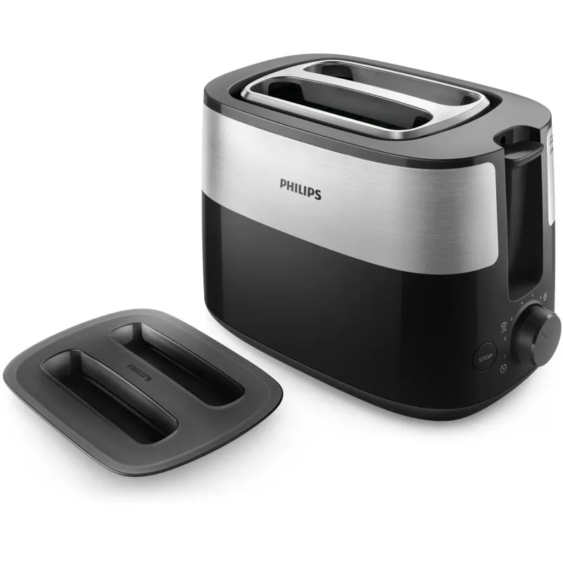 Philips Daily Collection HD2517/90 tostadora, 2 ranuras, 830 W, negro/plata
