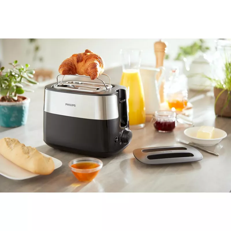 Philips Daily Collection HD2517/90 tostadora, 2 ranuras, 830 W, negro/plata