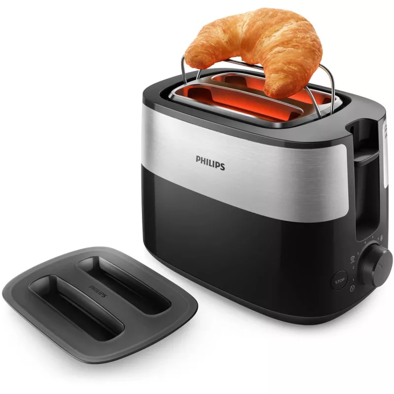 Philips Daily Collection HD2517/90 tostadora, 2 ranuras, 830 W, negro/plata